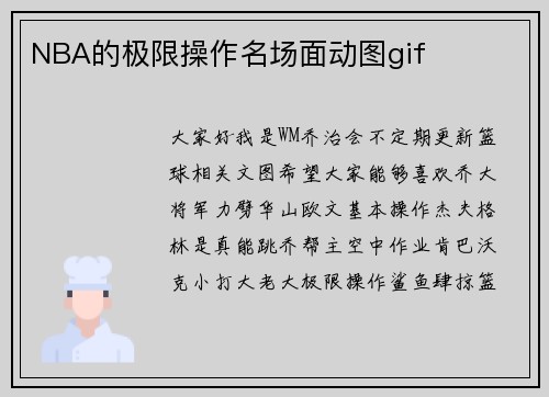 NBA的极限操作名场面动图gif